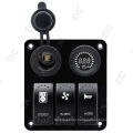 3 Gang Waterproof Marine Aluminum Switch Panel Circuit Breaker with LED